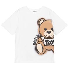 Baby Travel Bag, White Teddy Bear, Moschino Kids, Kids Collection, Bear T Shirt, Traveling With Baby, The Collection, Moschino