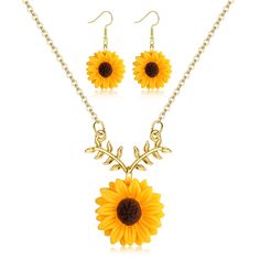 PRICES MAY VARY. 🌻MEANING SYMBOL SUNFLOWER--Sunflowers are always looking for sunshine and revolving around the sun. The sunflower is a strong symbol of happiness, it radiates light and warmth. This sunflower jewelry set can be as a reminder for you to keep smiling and full of positive energy--You are my sunshine. 🌻EXCELLENT MATERIALS--Sunflower dangle drop earrings and pendant necklace are made of environmental friendly alloy, Which is nickel-free, Lead-free and hypoallergenic, They are not a Handmade Sunflower, Strong Symbol, Bride Necklace, Sunflower Jewelry, Wave Necklace, Black Choker Necklace, Sunflower Necklace, Sunflower Earrings, Women's Jewelry Sets