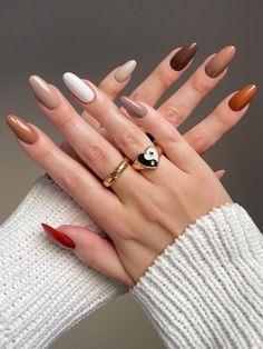 Fall Wedding Nails, Multicolored Nails, November Nails, Cute Nails For Fall, Thanksgiving Nails, Bride Nails, Bridal Nails, Chic Nails, Manicure E Pedicure