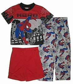 His favorite web-slinging super hero in a comfy 3-piece pajama set.3-piece set includes a short-sleeved top, shorts, and pants. Tee: crewneck, short sleeves, "Hero" Spider-man graphic. Shorts & Pants: elastic waistband. Machine wash. Of a soft and cozy polyester jersey fabric.   Paypal Payments Accepted.   All purchases are mailed out within 2 business days of receipt of payment.