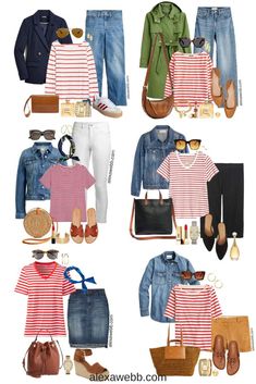 Red And White Striped Shirt Outfit, Red Striped Shirt Outfit, Striped Tshirt Outfits, Red Tshirt Outfit, Stripe Tee Outfit, Skirt Outfits Plus Size, Red Shirt Outfits, White Striped Shirt Outfit, T Shirt Outfit Ideas