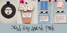 an assortment of crafts and activities for children to do on the day sneak peeks