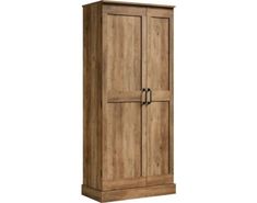 a tall wooden cabinet with two doors