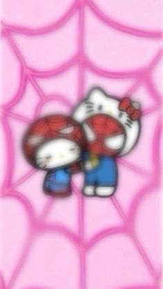 the hello kitty is hugging her spider web