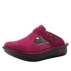 Classic Magenta Shoe | Alegria Shoes Alegria Shoes, Signature Look, Shoe Brands, Custom Fit, Suede Leather, Clogs, Rocker, Heel Height, Leather Upper