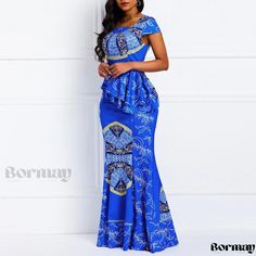 Long Mermaid Dress, Mermaid Style Dress, Long African Dresses, Gaun Fashion, Afrikaanse Mode, Detachable Collar, African Print Dresses, African Fashion Women, African Clothing Styles