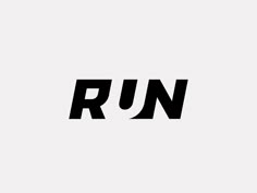 the word run written in black on a white background