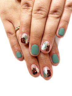 Western Gel Nails, Abstract Fall Nails, Fall Abstract Nails, Green Abstract Nails, Fall Western Nails, Luminary Nails, Tortoise Shell Nails, Shell Nails, Beach Nail