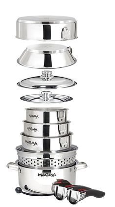 a stack of pots and pans sitting on top of each other