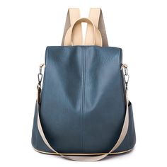 product description Material: PU Style: Vintage Color: black, blue Size: Length 31cm Width 14cm Height 28cm Weight: 480g If you have any questions, please contact us in time! Thank you~ Large Capacity Blue Leather Backpack, Trendy Blue Leather Backpack For Everyday, Casual Blue Leather Backpack With Zipper, Versatile Rectangular Blue Backpack, Trendy Blue Leather Everyday Backpack, Large Capacity Blue Leather School Backpack, Casual Blue Leather Backpack With Adjustable Strap, Trendy Blue Leather Backpack, Blue Leather Backpack With Large Capacity