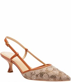 From COACH, the Rosie Signature Jacquard Slingback Pumps feature: Signature jacquard and leather upperBuckle closureMan-made leather liningLeather footbedLeather outsoleApprox. 2.25" heel height Imported. Coach Heels, Slingback Heel, Slingback Pump, Dillard's, Global Fashion, Christmas List, Birthday Wishes, Heel Height, Leather Upper