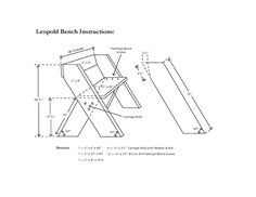 a drawing of a folding chair with measurements for the legs and seat, which are not shown