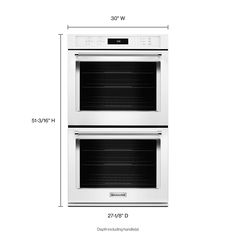 two ovens side by side with measurements