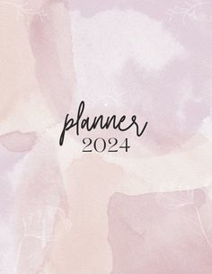 a pink watercolor background with the words planner 2021 on it in black ink,