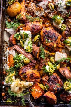 a tray filled with lots of different types of food