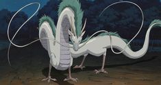 a white dragon standing in the middle of a field at night with it's eyes closed