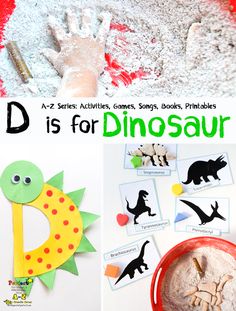 this is a collage of different activities for kids to do with the dinosaur theme