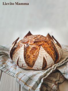 a loaf of bread sitting on top of a cloth