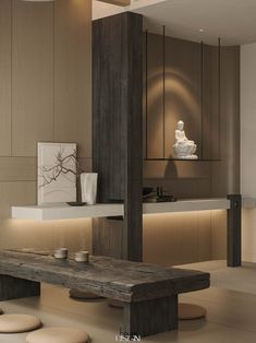 Estella Heights 4BR - Housedesign Buddha Room Design Interiors, Buddha Room Design, Modern Chinese Home, Modern Altar, Luxury Dining Room Decor, Japandi House, Altar Design, Drawing Room Interior, Chinese Home