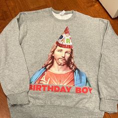 This Is The Viral Tiktok Christmas Jesus Birthday Boy Sweatshirt For All Those December Birthday Babies’! Super Cute Gift, Or For Yourself, Brand New Soft Sweatshirt In Grey With Jesus Design And “Birthday Boy” Written Under It December Birthday Christmas Sweater Christmas Sweatshirt Birthday Top Birthday Sweatshirt Winter Birthday T-shirt With Letter Print, Winter Birthday Sweatshirt With Letter Print, Winter Birthday Tops With Graphic Print, Winter Birthday Top With Graphic Print, Tiktok Christmas, Tik Tok Viral, Jesus Design, Jesus Birthday, Dark Portrait