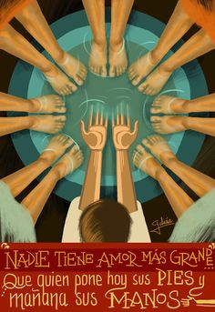 there is a poster with many hands in the center and words above it that read nadie, then amo mas gran