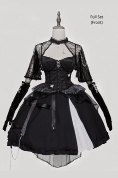 Cobweb and Butterfly Black Gothic Lolita Corset + SK + Short Sleeves Bolero Set Short Sleeve Bolero, Gothic Corset, Dress Design Sketches, Kawaii Fashion Outfits, Victorian Clothing, Black Corset, Gothic Outfits, Alternative Outfits, Really Cute Outfits