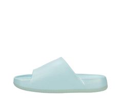 Nike Calm Women's Slide Sandal Dial down your stress in the Calm women's Slide Sandal from Nike. Featuring a water-friendly, single piece upper with a contoured fit for a soothing feel, this Slide works everywhere from the streets to the pool. The foam footbed cradles your foot while the subtly textured outsole adds some traction. Made with at least 20% recycled content by weight. Move to Zero: a journey toward zero carbon & zero waste  Slip-On  Seamless  Contoured footbed   Rubber Light Blue Slides For Beach In Spring, Light Blue Slides For Spring Beach Outings, Casual Light Blue Slides For The Beach, Blue Nike Sandals For Summer, Nike Blue Sandals For Summer, Light Blue Slides For Beach, Sporty Blue Slip-on Slides, Blue Sporty Slip-on Slides, Light Blue Synthetic Slip-on Slides