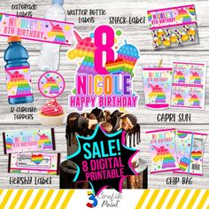 birthday party package for girls with cupcakes and water bottles