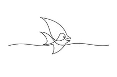 a single line drawing of a fish