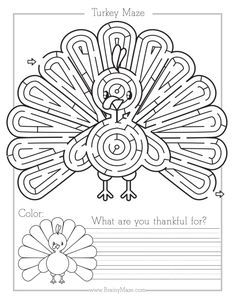 a turkey maze with the words, what are you thinking? and an image of a turkey