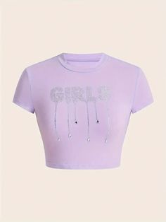 Girls Crop Top- Lavender - Head Over Heels: All In One Boutique Bling Heels, Purple Heels, Yellow Heels, Casual Denim Pants, Asymmetrical Hem Dress, Girls Crop Tops, Crop T Shirt, Cropped Tops, Cute Comfy Outfits