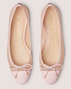 SLEEK BOW FLAT | Stuart Weitzman Luxury Low Heel Ballet Flats For Spring, Elegant Pink Flats With Removable Insole, Elegant Ballet Flats With Round Toe, Formal Low Heel Fitted Flats, Elegant Fitted Ballet Flats With Round Toe, Elegant Fitted Ballet Flats For Summer, Elegant Summer Fitted Ballet Flats, Elegant Fitted Summer Ballet Flats, Elegant Pink Ballet Flats With Low Heel