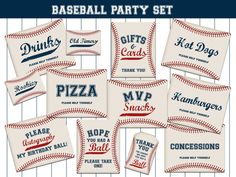 the baseball party set includes six pillow cases, one for each team and four for each player