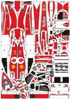 an image of paper cut out of a race car with all the parts in it