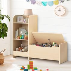 a child's toy storage unit with toys in it