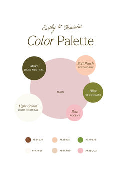 the color palette is shown with different shades and colors on it, including pink, green,