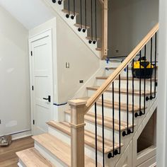 the stairs in this house are painted white