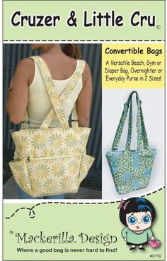 an advertisement for a purse made with the crochet and little bag sewing pattern