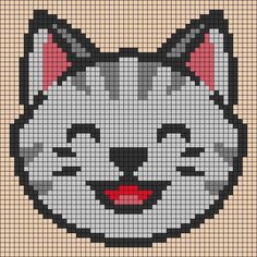 a cross stitch pattern with a cat's face