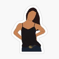 a woman with her hands on her hips wearing a black tank top and jeans sticker