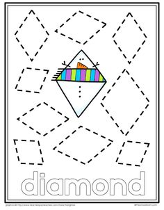 a coloring page with an image of a kite and the word diamond in it's center