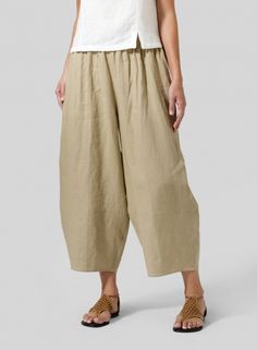 Linen Lantern Ankle Pants Linen Sewing, Miss Me Outfits, Linen Dress Pattern, Vivid Linen, Figure Fashion, Black Linen Pants, Classic Scarf, Full Figure Fashion, Cropped Linen Pants