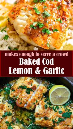 Baked Cod Recipe with Lemon and Garlic Cod Pieces Recipe, Fish Recipes For A Crowd, Black Cod Recipe, Fillet Recipes, Soul Recipes, Sangria Punch, Recipe With Lemon