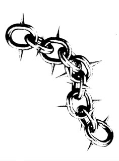 a black and white drawing of a chain with spikes on it's end, in the shape of a star