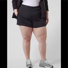 New Athleta Black Short, Inseam 3.5”, Mid-Rise Waistband, Zip Front Pockets, Size 26 Black Relaxed Fit Activewear For Running, Black Running Activewear With Comfort Waistband, Sporty Black Athletic Shorts With Comfort Waistband, Athleta Shorts, Athletic Skort, Athletic Skirt, Athleta Dress, Athlete Workout, White Romper