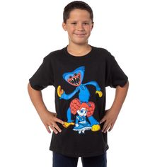 The Poppy Playtime Boys’ Poppy and Wuggy Character Graphic T-Shirt are made of 100% cotton and comfortable material. It features a short sleeve design and is tagless for added comfort. The shirt also has a Poppy and Wuggy character graphic on the front that is sure to delight fans of the game. It is great for kids who want to show off their love for Poppy Playtime in style. Character Graphic, Kids Clothes Boys, Top Graphic Tees, Iconic Characters, Play Time, Sleeve Designs, Tee Shop, Boy's Clothing, Sleeve Styles