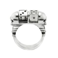 Skull Unisex Ring With Pair of Dice Silver 925 ◆ "Skull Dice Ring". Extraordinary men's ring. ◆ Features: • SKU: 1028832cg • Brand new sterling ring silver 925. Not plated, 100% solid metal! • Approx weight of the product (Size 19mm) - Silver 925 - 16 g.; • Processing: Blacked Silver 925 (More contrast black and white color) ◆ Customization: • Handmade engrave inside the ring for FREE! • For order this item can be made of rose or white 14K Gold. ◆ Please, take a look at other our products: SKULL Skull Dice, Indigo Jewelry, Measure Ring Size, Irish Celtic, Black And White Color, Unisex Ring, Skull Design, Men's Ring, Silver Pieces