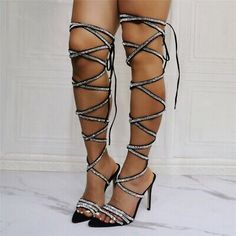 ad eBay - Color： Black. The color maybe a little difference because of the light,screen reflection etc. Gladiator Heels Dress, Womens Strappy Sandals, Gladiator Boots, Leopard Print Sandals, Knee High Heels, Lace Up High Heels, Womens Gladiator Sandals, Gladiator Heels, Killer Heels