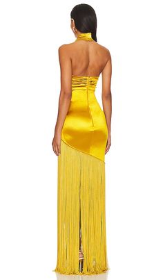 Find BRONX AND BANCO Bali Gown In Yellow on Editorialist. Bronx and Banco Bali Gown in Yellow. - size M (also in S, XL, XS) Bronx and Banco Bali Gown in Yellow. - size M (also in S, XL, XS) Self: 100% polyester Lining: 95% polyester 5% elastane. Made in China. Dry clean only. Unlined. Crossover halterneck strap with hook and eye closure. Hidden back zipper closure. Charmeuse fabric with tonal chainette hem. BROR-WD594. BB-19-076. Launched in 2009, Bronx and Banco encapsulates a sophisticated, ch Dress Beach Outfit, Bronx And Banco, Yellow Gown, Black Tie Wedding Guests, Charmeuse Fabric, Tv Show Outfits, Guest Attire, Yellow Outfit, Wedding Attire Guest