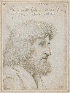 a drawing of a man with long hair and beard